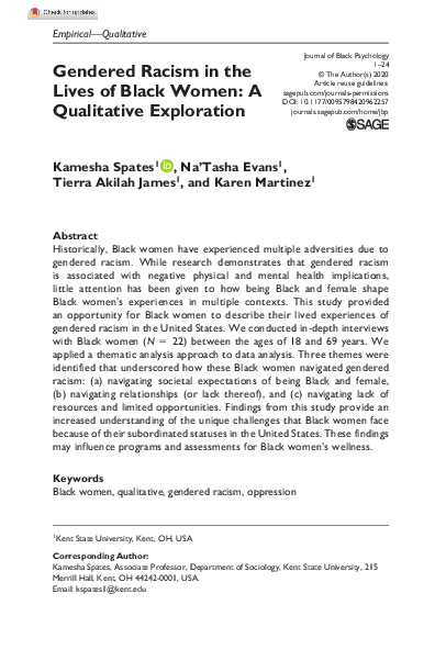 (PDF) Gendered Racism in the Lives of Black Women: A Qualitative ...