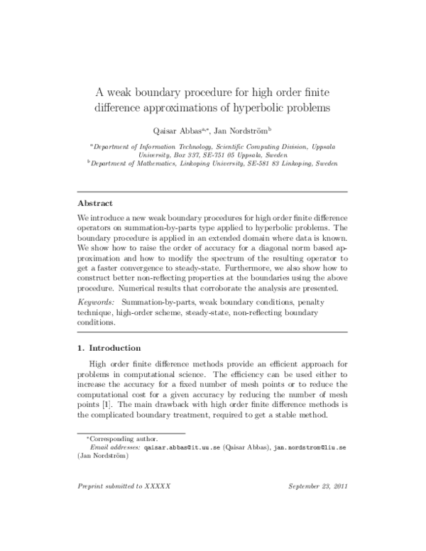 (PDF) A weak boundary procedure for high order finite difference ...