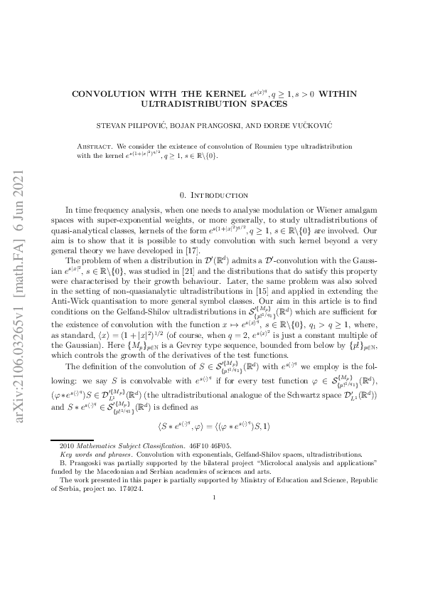 (PDF) Convolution with the Kernel $$e^{s\langle x\rangle ^q}, q\ge 1, s ...