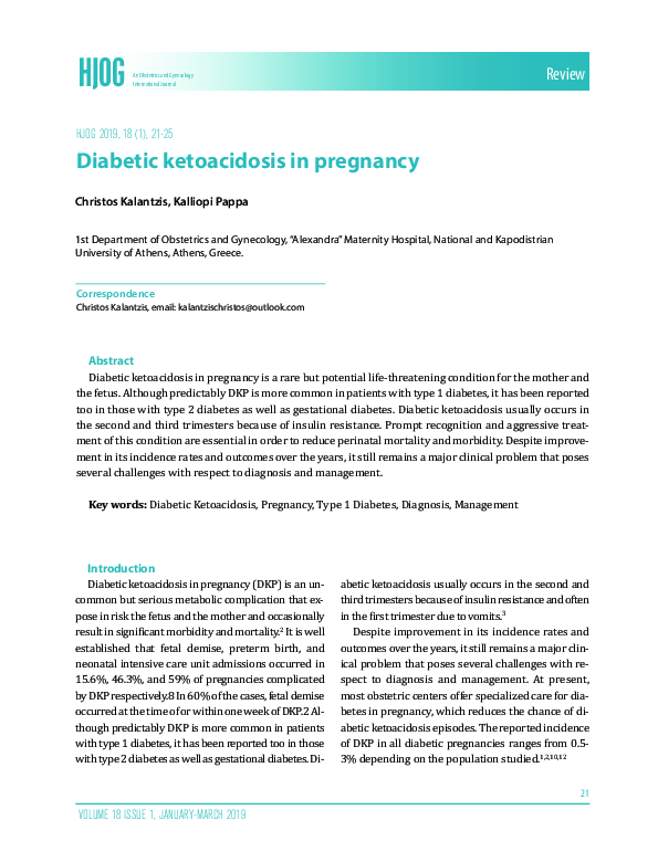 (PDF) Diabetic ketoacidosis in pregnancy