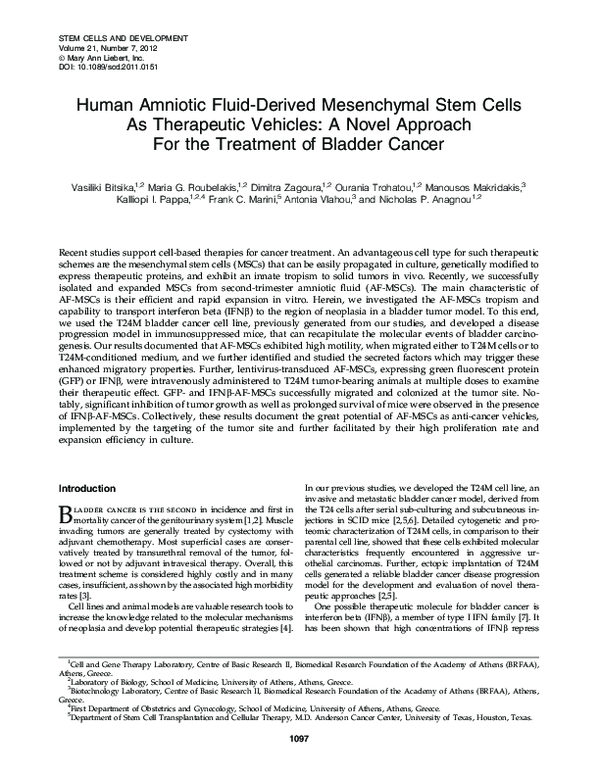 (PDF) Human Amniotic Fluid-Derived Mesenchymal Stem Cells As ...