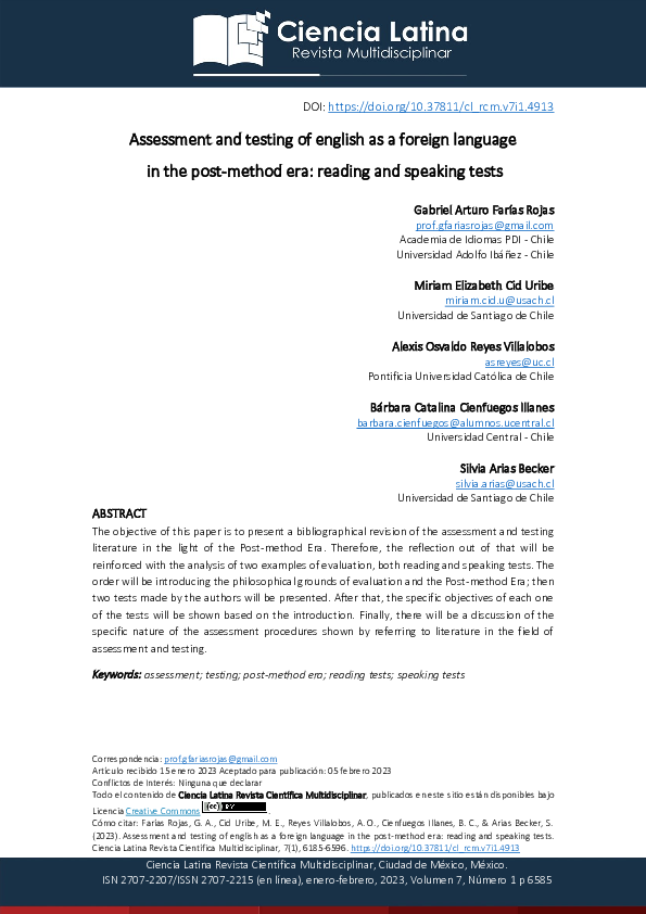 (PDF) Assessment and testing of english as a foreign language in the ...