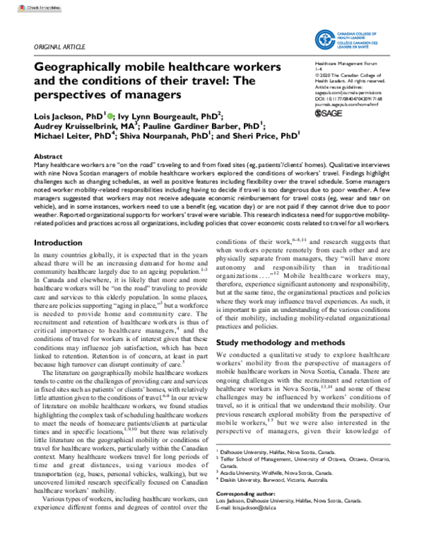 (PDF) Geographically mobile healthcare workers and the conditions of ...