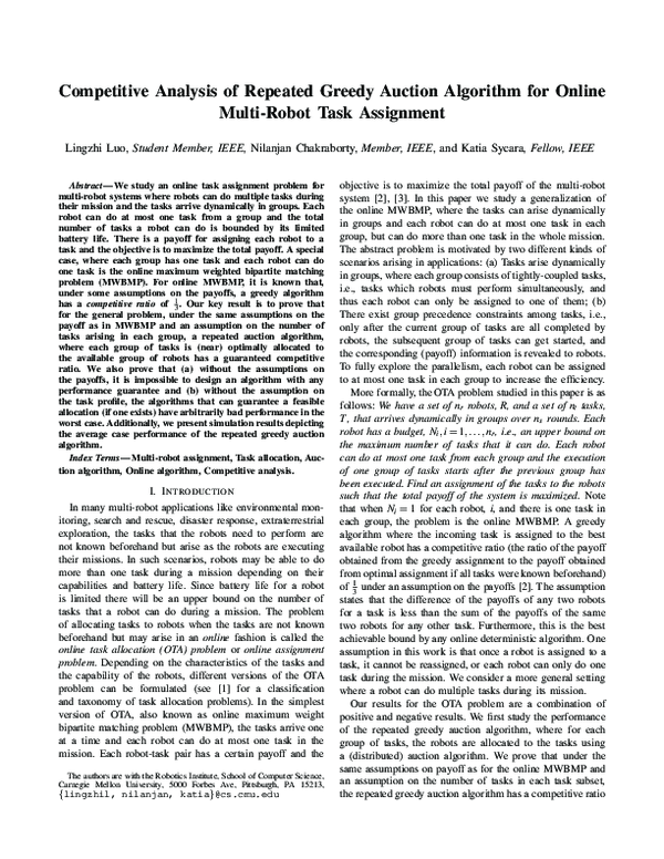 (PDF) Competitive analysis of repeated greedy auction algorithm for ...