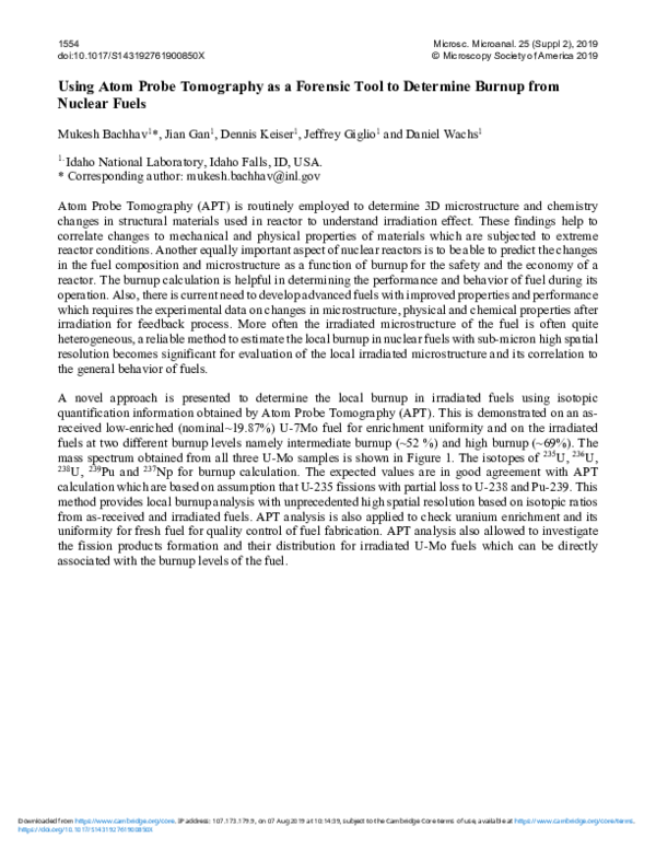 (PDF) Using Atom Probe Tomography as a Forensic Tool to Determine ...