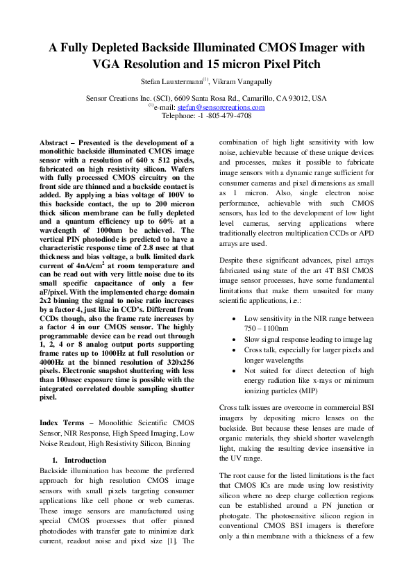 (PDF) A Fully Depleted Backside Illuminated CMOS Imager with VGA ...