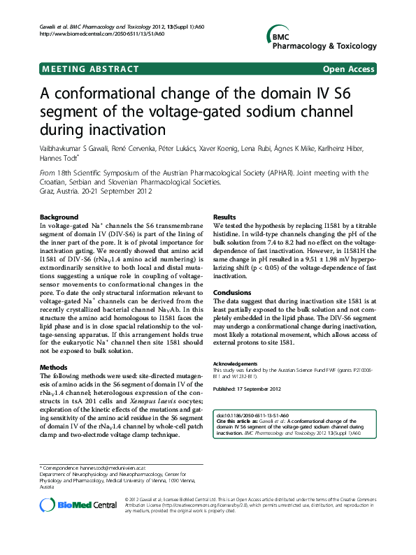 (PDF) A conformational change of the domain IV S6 segment of the ...