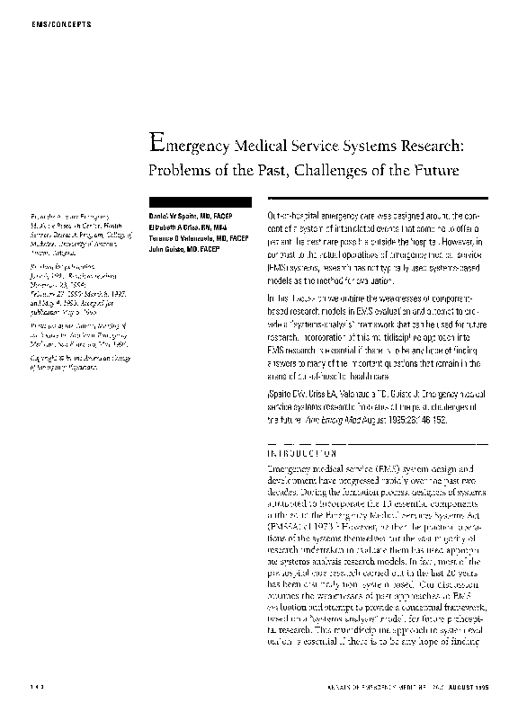 (PDF) Emergency Medical Service Systems Research: Problems of the Past ...