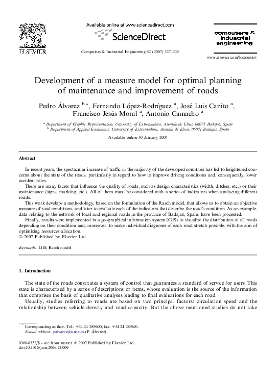 (PDF) Development of a measure model for optimal planning of ...