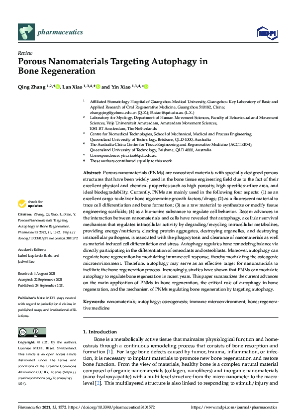 Visual Reference: Pdf Porous Nanomaterials Targeting Autophagy In Bone Regeneration