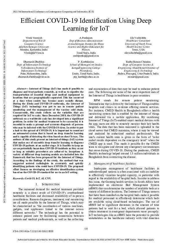 (PDF) Efficient COVID-19 Identification Using Deep Learning for IoT