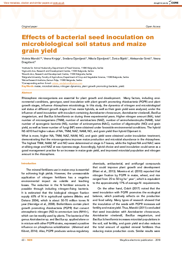 (PDF) Effects of bacterial seed inoculation on microbiological soil ...