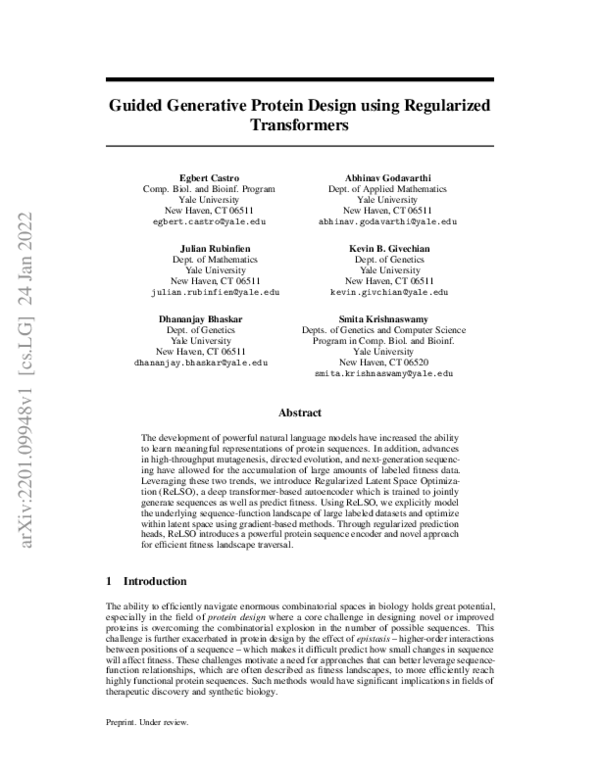(PDF) Guided Generative Protein Design using Regularized Transformers