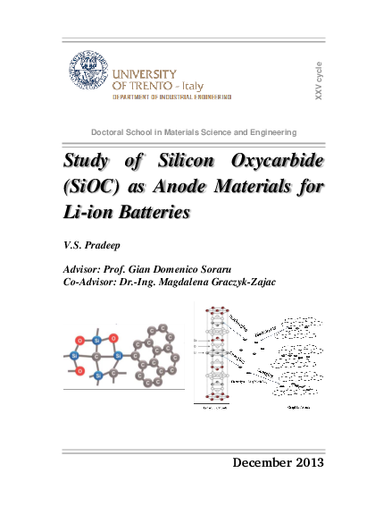 (PDF) Study of Silicon Oxycarbide (SiOC) as Anode Materials for Li-ion ...