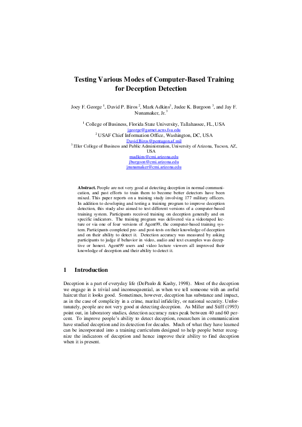 (PDF) Testing Various Modes of Computer-Based Training for Deception ...