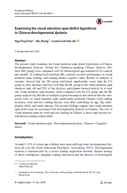 (PDF) Examining the visual attention span deficit hypothesis in Chinese ...