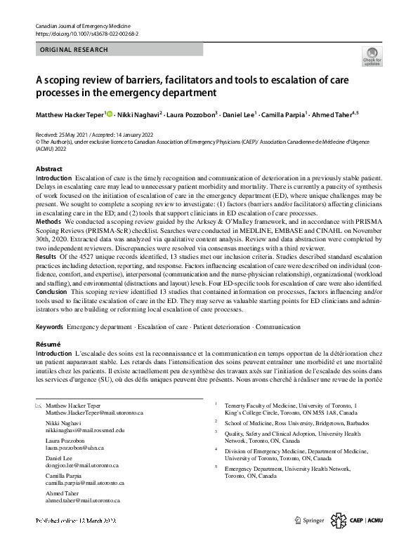 (PDF) A scoping review of barriers, facilitators and tools to ...