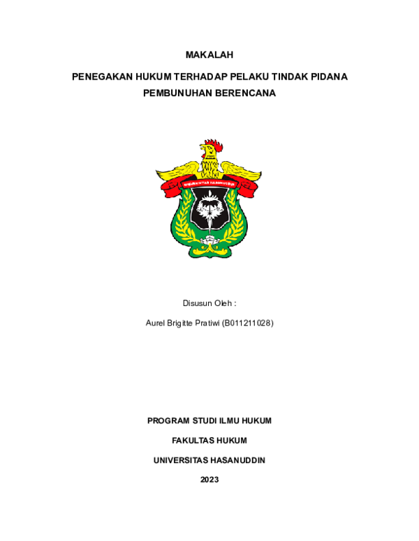(PDF) PENEGAKAN HUKUM TERHADAP PELAKU TINDAK PIDANA PEMBUNUHAN BERENCANA