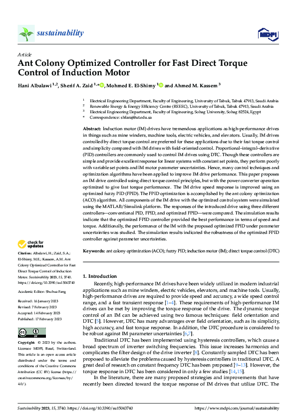 (PDF) Ant Colony Optimized Controller for Fast Direct Torque Control of ...