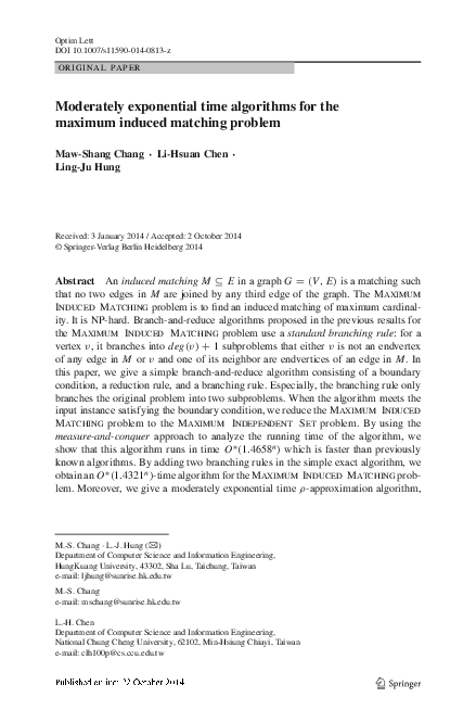 (PDF) Moderately exponential time algorithms for the maximum induced ...