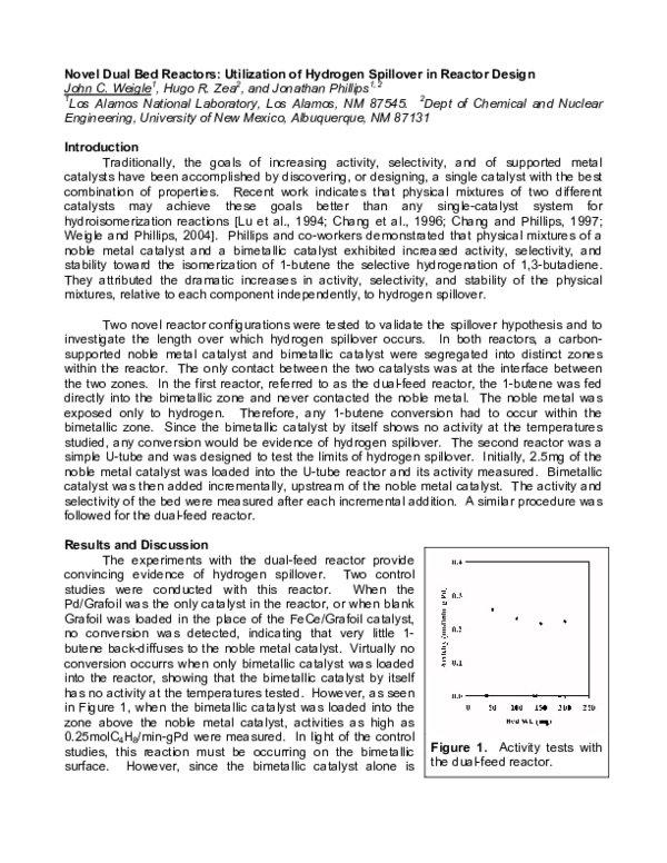 (PDF) Novel Dual-Bed Reactors: Utilization of Hydrogen Spillover in ...