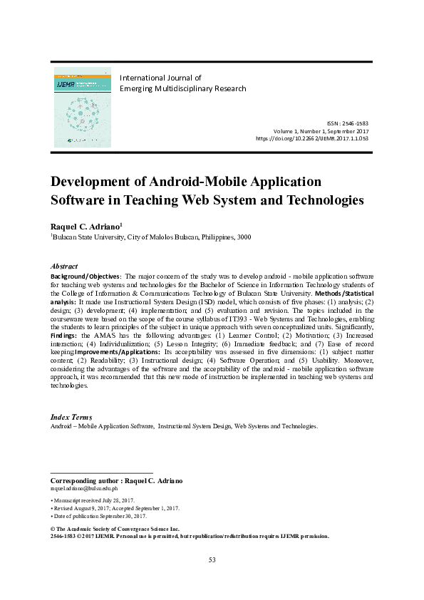 (PDF) Development of Android-Mobile Application Software in Teaching ...