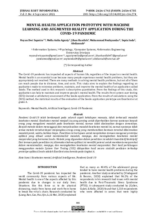 (PDF) Mental Health Application Prototype with Machine Learning and ...