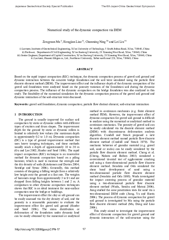 (PDF) Numerical study of the dynamic compaction via DEM
