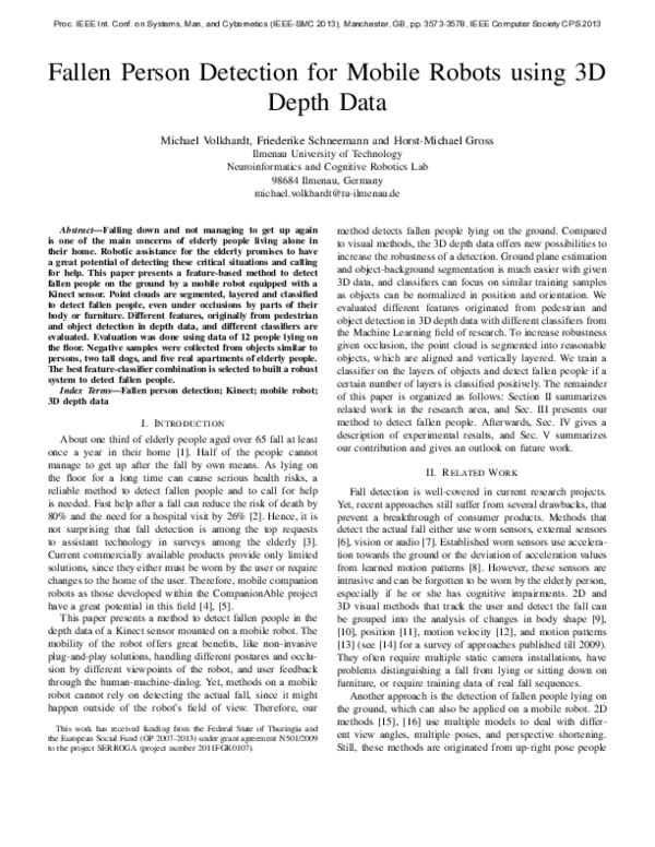 (PDF) Fallen Person Detection for Mobile Robots Using 3D Depth Data