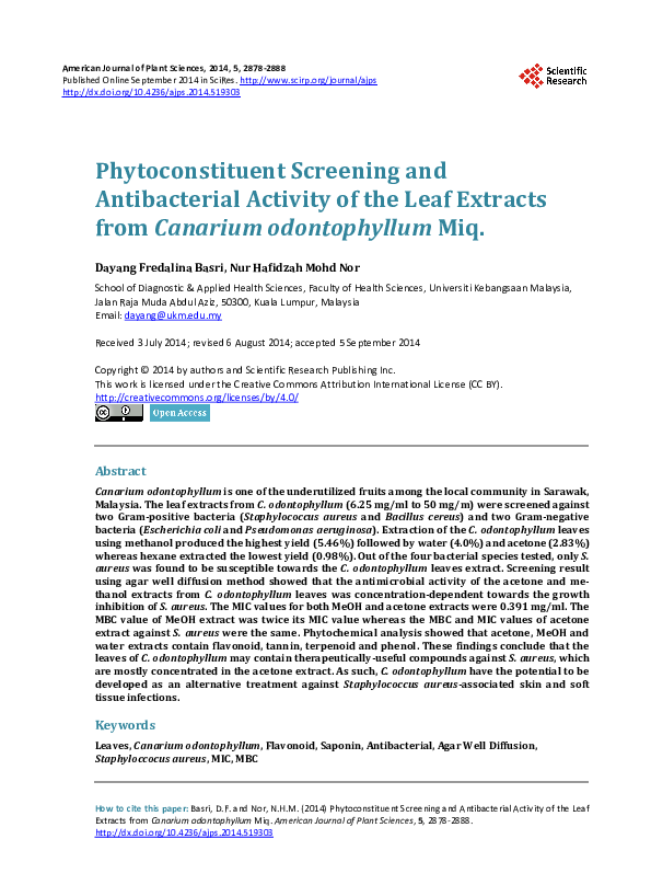 (PDF) Phytoconstituent Screening and Antibacterial Activity of the Leaf ...