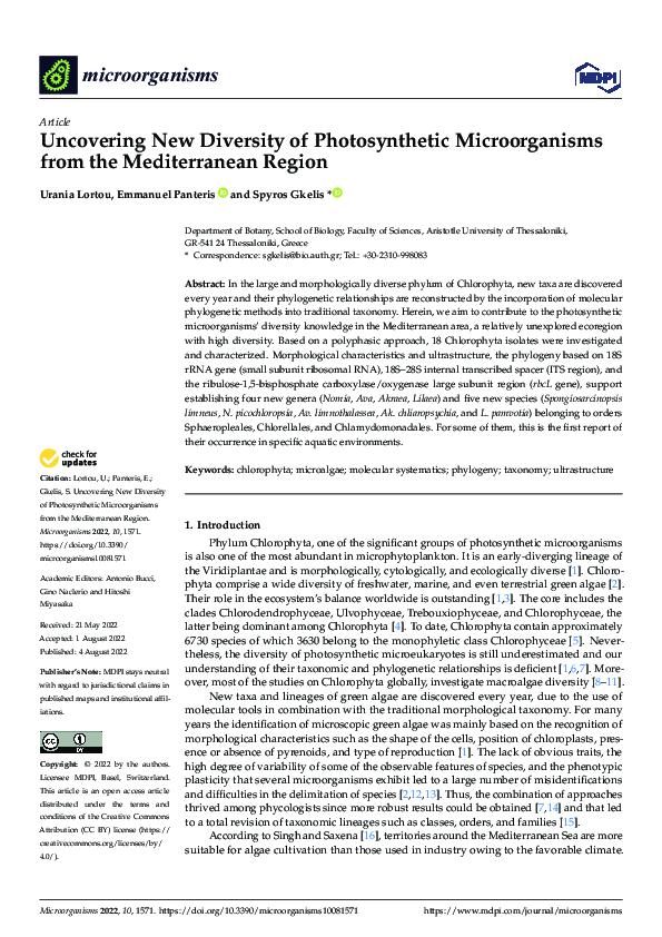 (PDF) Uncovering New Diversity of Photosynthetic Microorganisms from ...