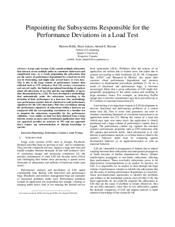 (PDF) Pinpointing the Subsystems Responsible for the Performance ...