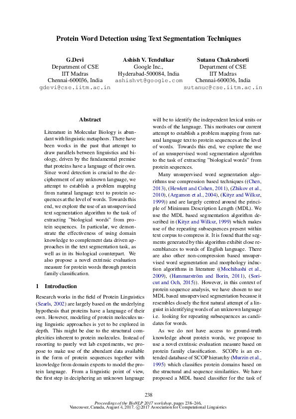 (PDF) Protein Word Detection using Text Segmentation Techniques