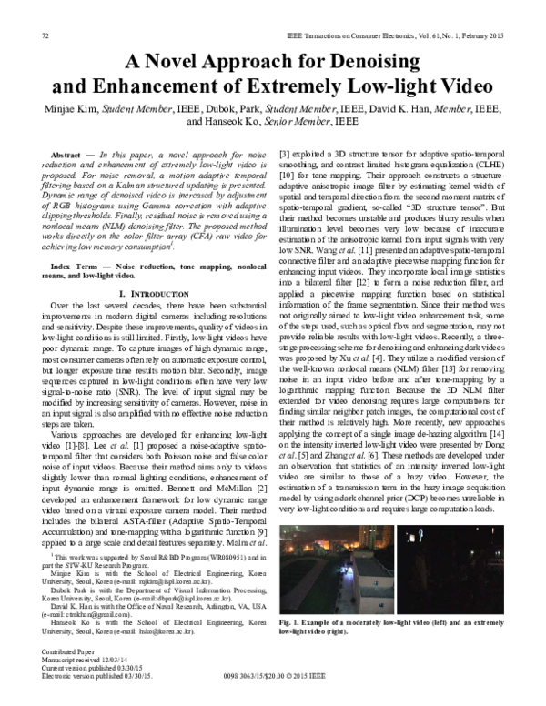 (PDF) A novel approach for denoising and enhancement of extremely low ...