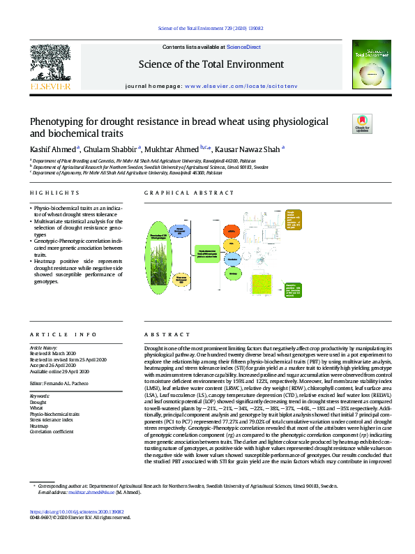 (PDF) Phenotyping for drought resistance in bread wheat using ...
