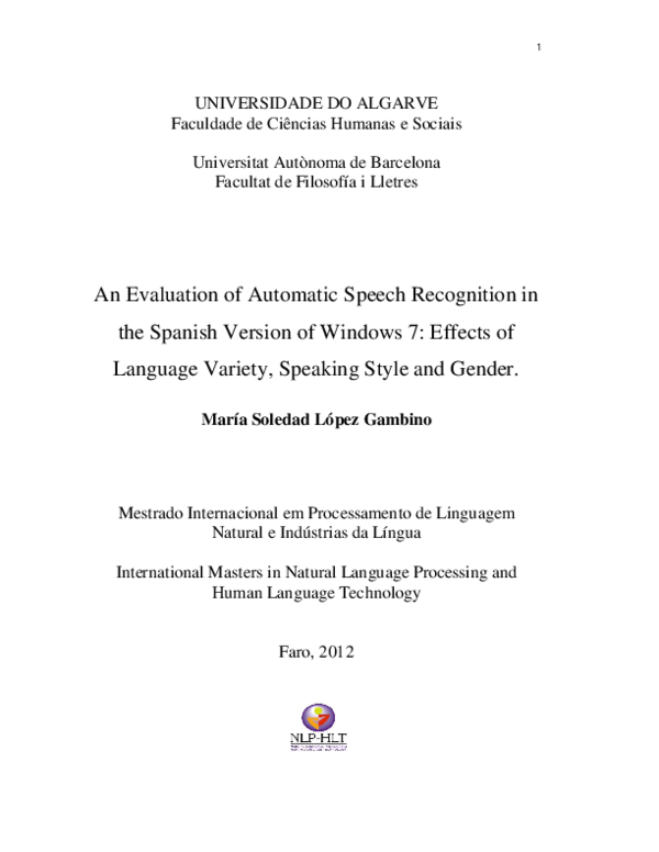 (PDF) An evaluation of automatic speech recognition in the Spanish ...