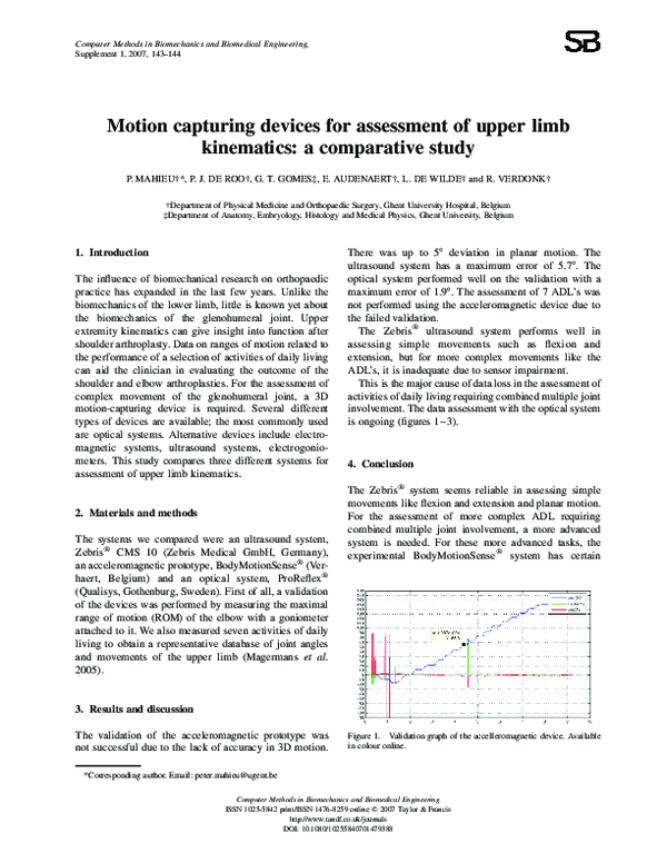 (PDF) Motion capturing devices for assessment of upper limb kinematics ...