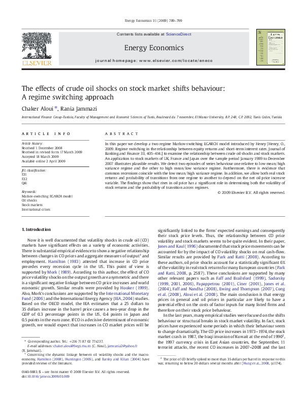 (PDF) The effects of crude oil shocks on stock market shifts behaviour ...