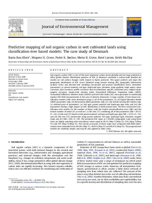 (PDF) Predictive mapping of soil organic carbon in wet cultivated lands ...