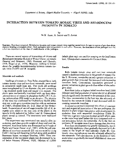 (PDF) Interaction between tomato mosaic virus and Meloidogyne incognita ...