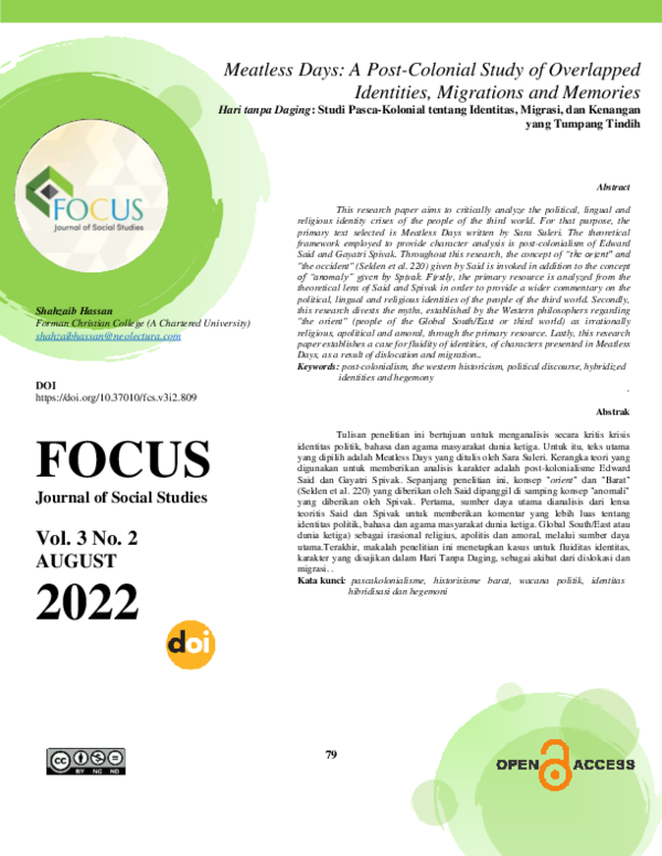 (PDF) Meatless Days A PostColonial Study of Overlapped Identities