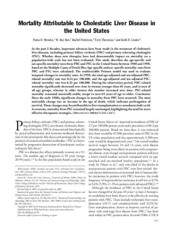 (PDF) Mortality attributable to cholestatic liver disease in the United ...