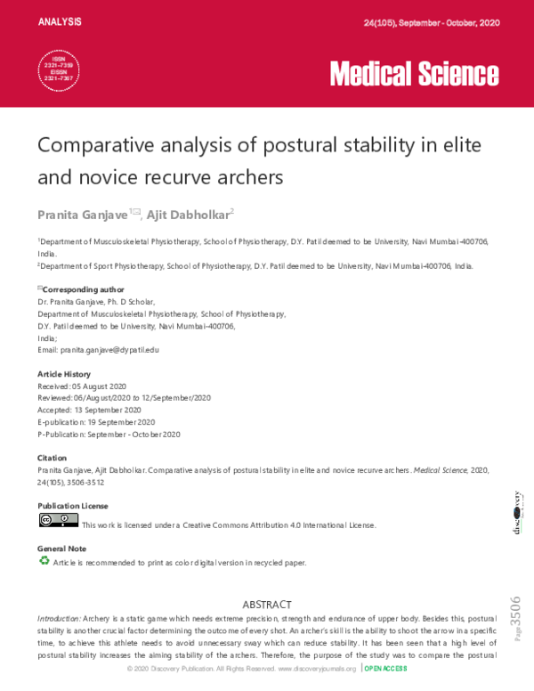 (PDF) Comparative analysis of postural stability in elite and novice ...