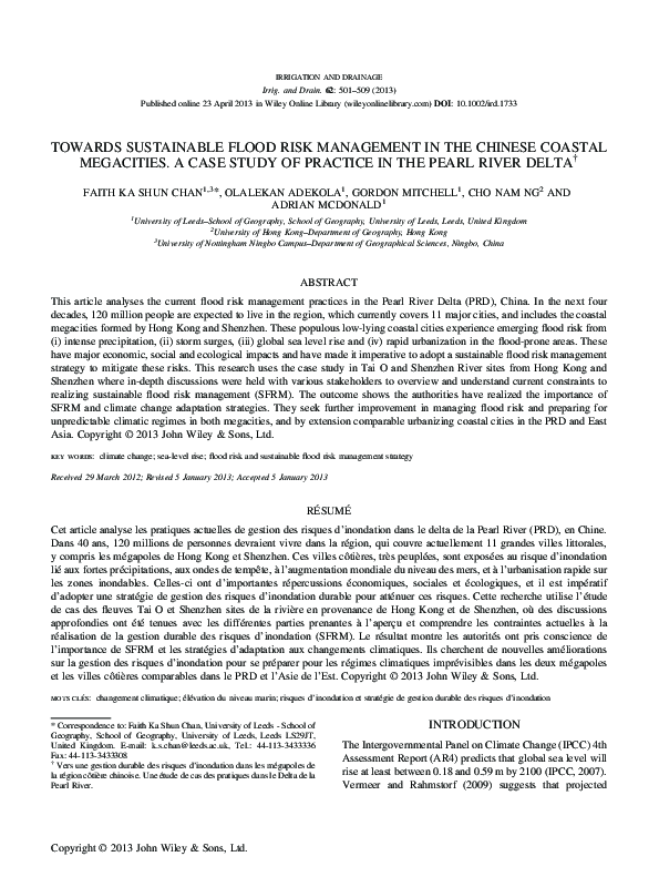 (PDF) Towards Sustainable Flood Risk Management in the Chinese Coastal ...