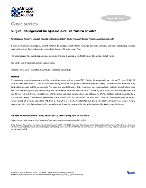 (PDF) Surgical management for squamous cell carcinoma of vulva