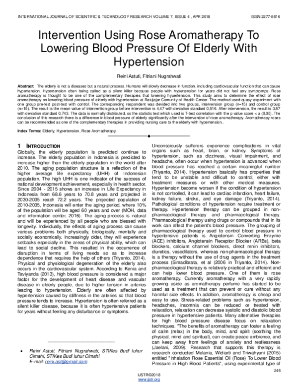 (PDF) Intervention Using Rose Aromatherapy To Lowering Blood Pressure ...