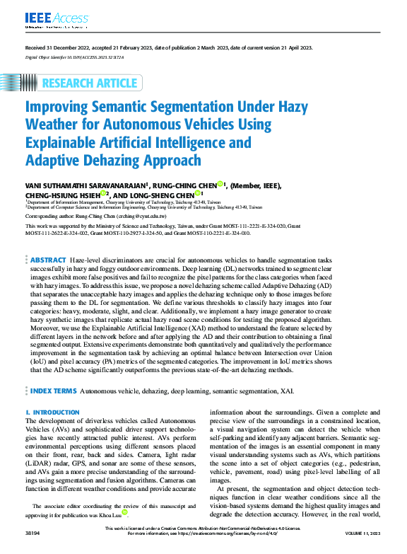 (PDF) Improving Semantic Segmentation Under Hazy Weather for Autonomous ...