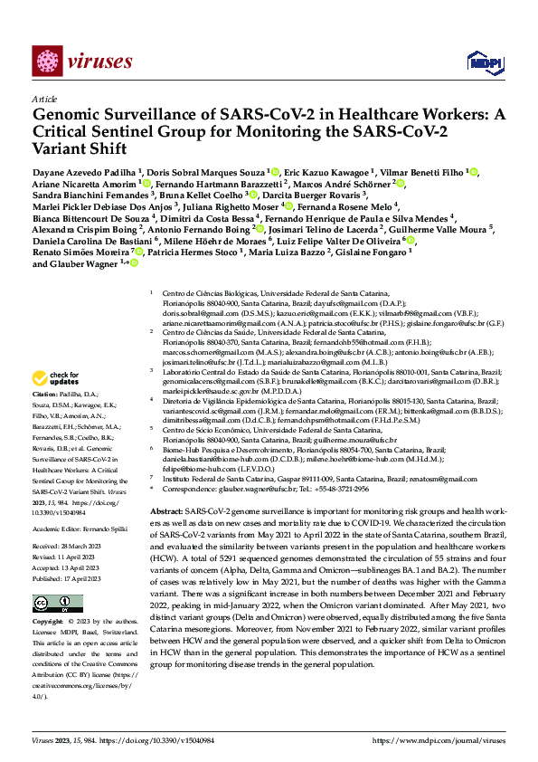 (PDF) Genomic Surveillance of SARS-CoV-2 in Healthcare Workers: A ...