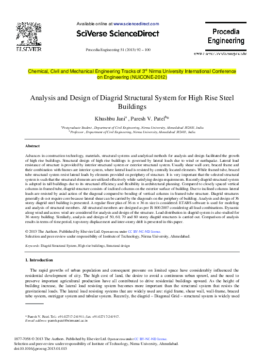 (PDF) Analysis and Design of Diagrid Structural System for High Rise ...