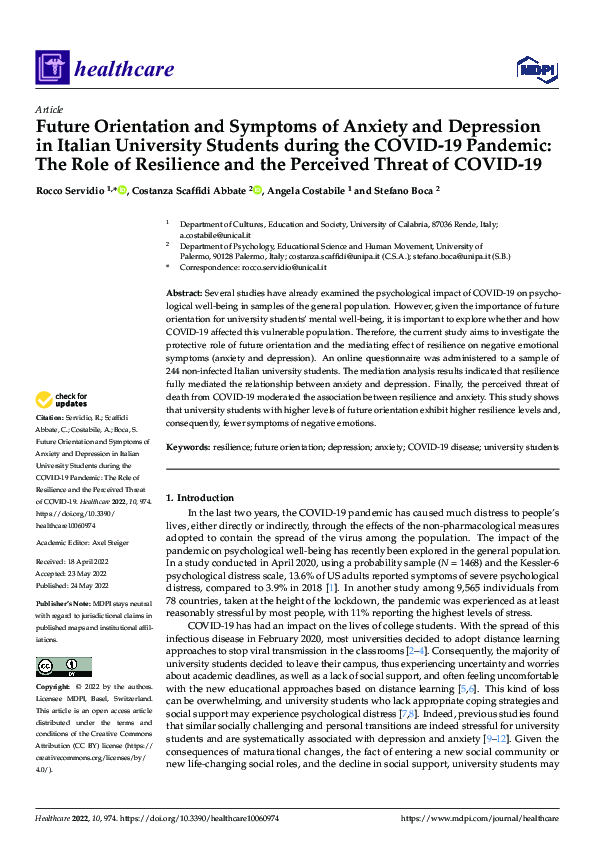 (PDF) Future Orientation and Symptoms of Anxiety and Depression in ...
